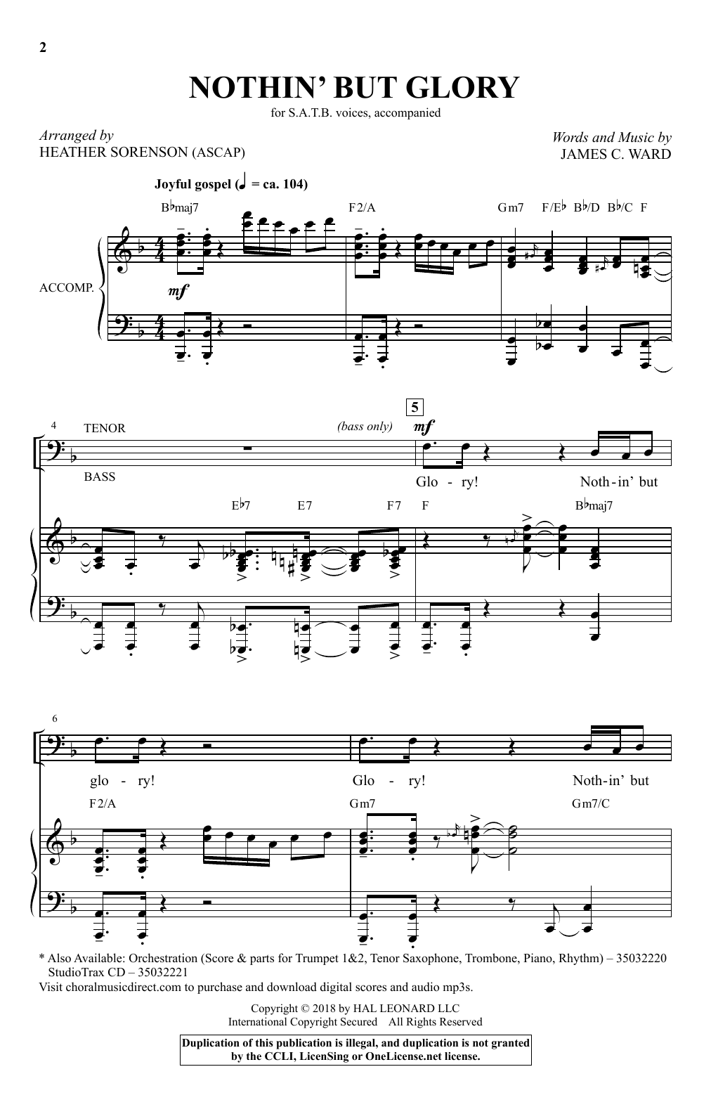James C. Ward Nothin' But Glory (arr. Heather Sorenson) Sheet Music Notes & Chords for SATB Choir - Download or Print PDF