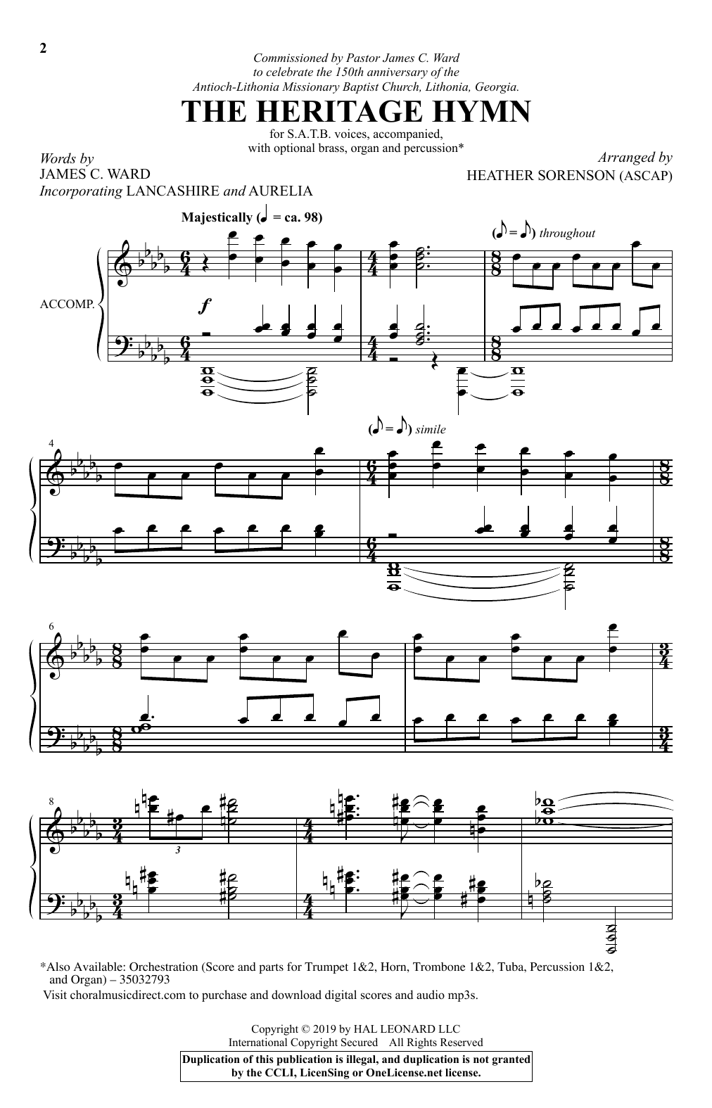 James C. Ward The Heritage Hymn (arr. Heather Sorenson) Sheet Music Notes & Chords for SATB Choir - Download or Print PDF