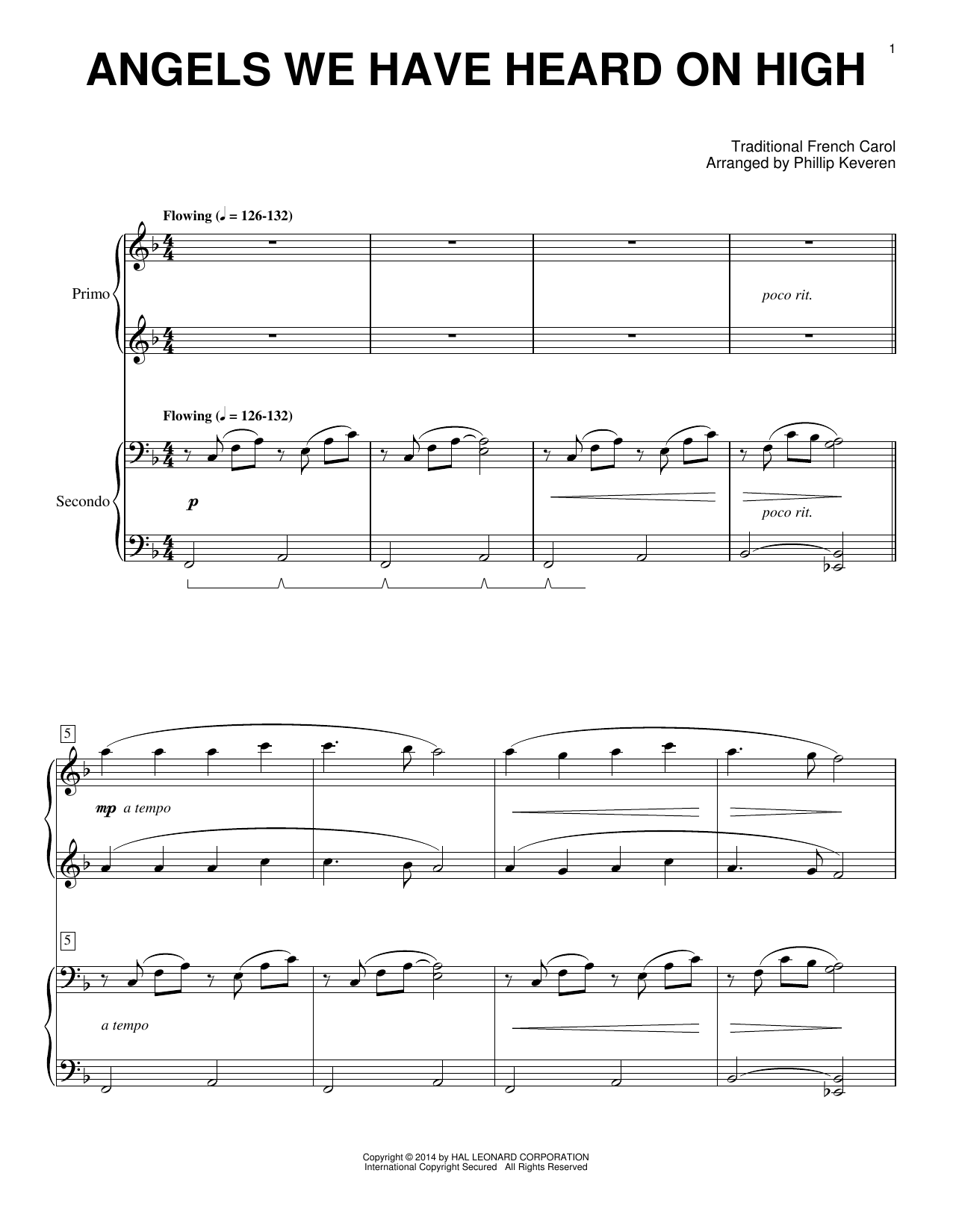 Phillip Keveren Angels We Have Heard On High Sheet Music Notes & Chords for Piano Duet - Download or Print PDF