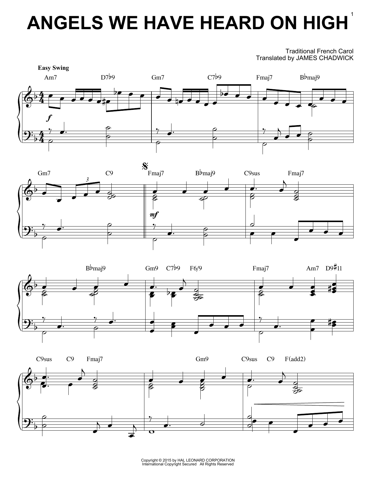 James Chadwick Angels We Have Heard On High [Jazz version] (arr. Brent Edstrom) Sheet Music Notes & Chords for Piano - Download or Print PDF
