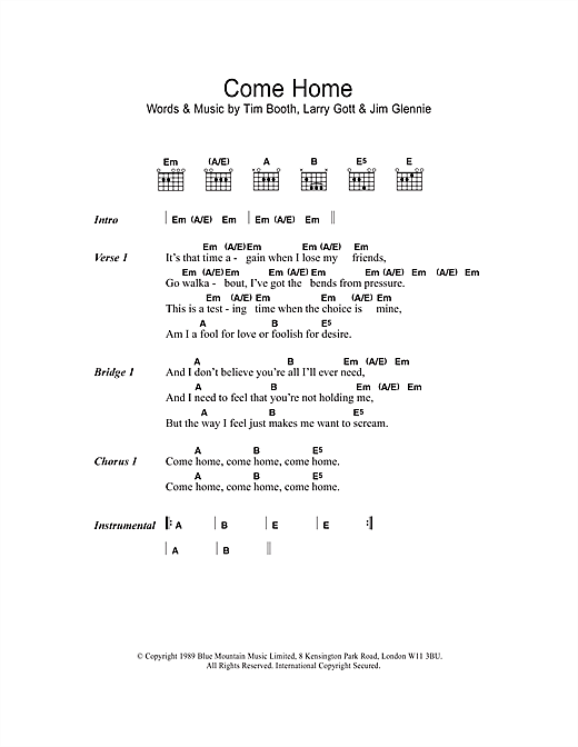 James Come Home Sheet Music Notes & Chords for Lyrics & Chords - Download or Print PDF