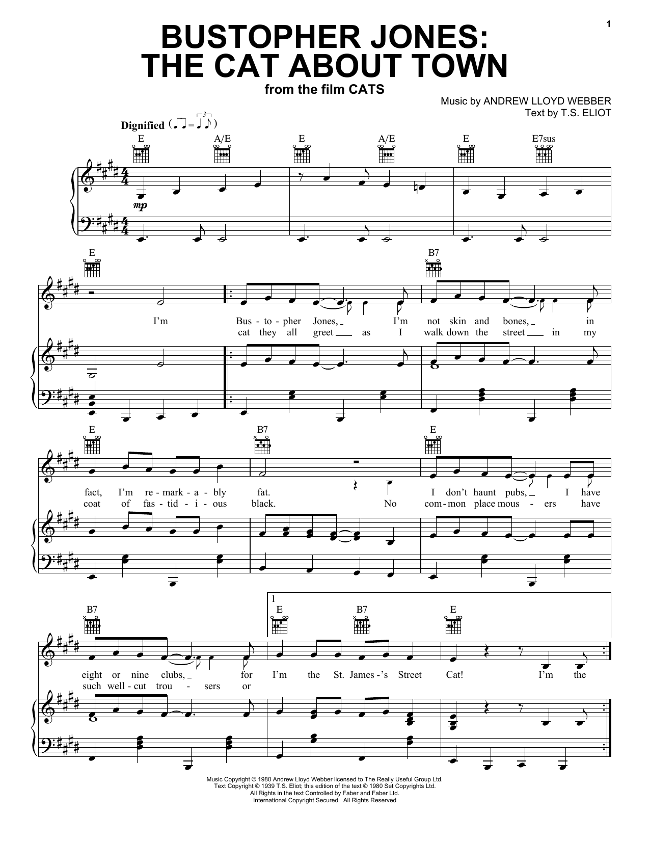 James Corden Bustopher Jones: The Cat About Town (from the Motion Picture Cats) Sheet Music Notes & Chords for Easy Piano - Download or Print PDF