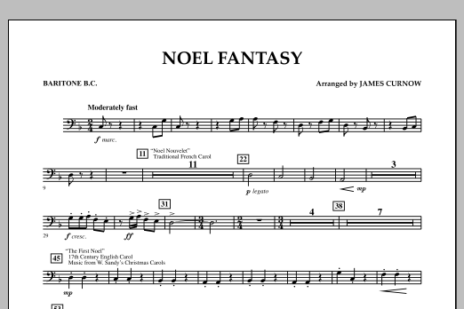 James Curnow Noel Fantasy - Baritone B.C. Sheet Music Notes & Chords for Concert Band - Download or Print PDF