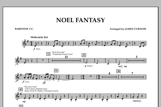 James Curnow Noel Fantasy - Baritone T.C. Sheet Music Notes & Chords for Concert Band - Download or Print PDF