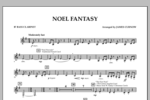 James Curnow Noel Fantasy - Bb Bass Clarinet Sheet Music Notes & Chords for Concert Band - Download or Print PDF