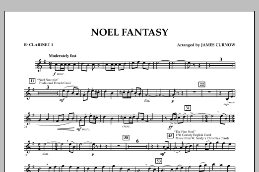 James Curnow Noel Fantasy - Bb Clarinet 1 Sheet Music Notes & Chords for Concert Band - Download or Print PDF