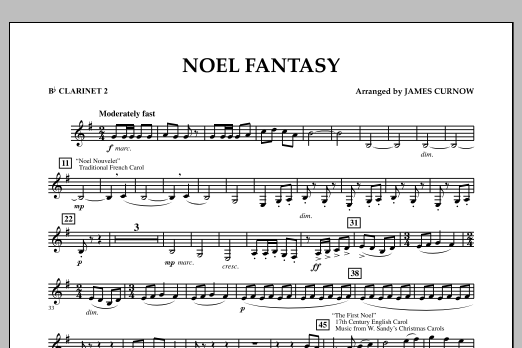 James Curnow Noel Fantasy - Bb Clarinet 2 Sheet Music Notes & Chords for Concert Band - Download or Print PDF