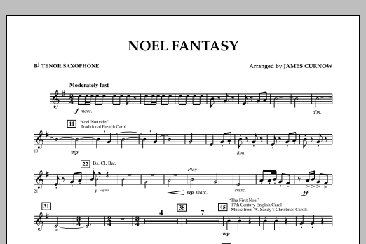 James Curnow Noel Fantasy - Bb Tenor Saxophone Sheet Music Notes & Chords for Concert Band - Download or Print PDF