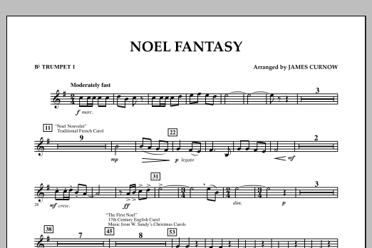 James Curnow Noel Fantasy - Bb Trumpet 1 Sheet Music Notes & Chords for Concert Band - Download or Print PDF