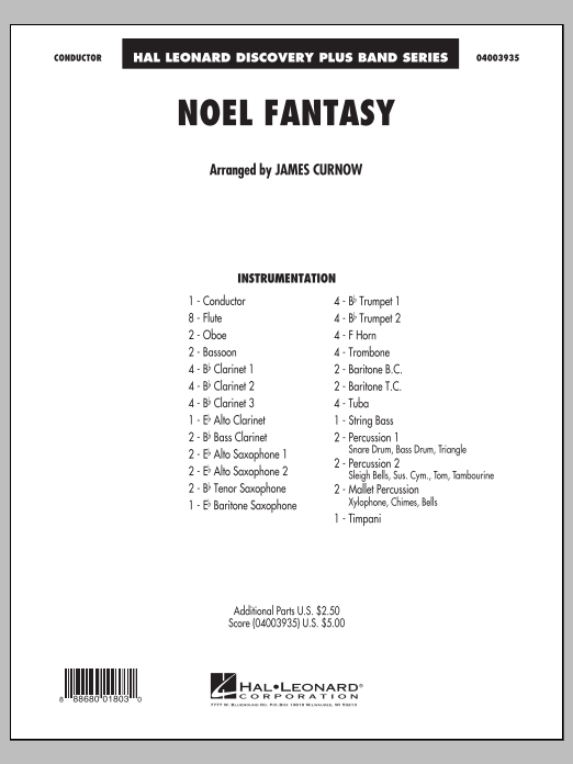 James Curnow Noel Fantasy - Conductor Score (Full Score) Sheet Music Notes & Chords for Concert Band - Download or Print PDF