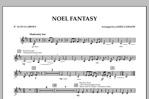 James Curnow Noel Fantasy - Eb Alto Clarinet Sheet Music Notes & Chords for Concert Band - Download or Print PDF