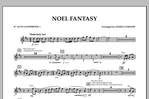 James Curnow Noel Fantasy - Eb Alto Saxophone 1 Sheet Music Notes & Chords for Concert Band - Download or Print PDF