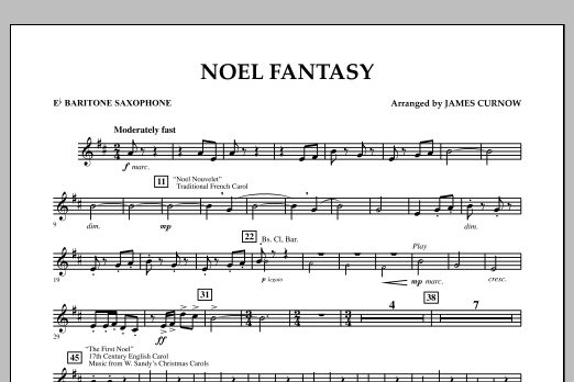 James Curnow Noel Fantasy - Eb Baritone Saxophone Sheet Music Notes & Chords for Concert Band - Download or Print PDF