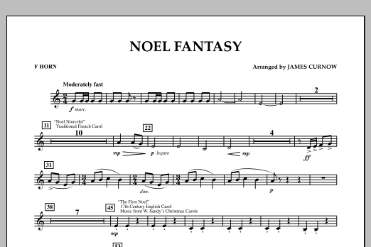 James Curnow Noel Fantasy - F Horn Sheet Music Notes & Chords for Concert Band - Download or Print PDF