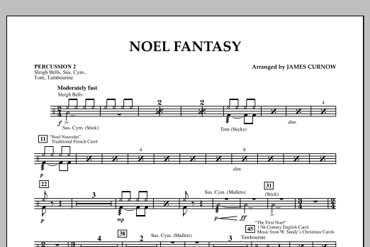 James Curnow Noel Fantasy - Percussion 2 Sheet Music Notes & Chords for Concert Band - Download or Print PDF