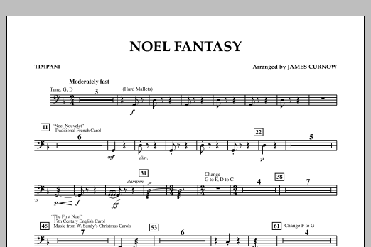 James Curnow Noel Fantasy - Timpani Sheet Music Notes & Chords for Concert Band - Download or Print PDF