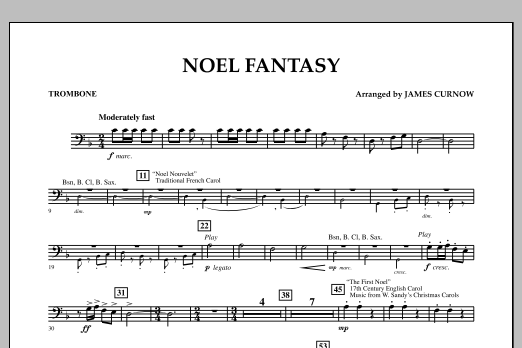 James Curnow Noel Fantasy - Trombone Sheet Music Notes & Chords for Concert Band - Download or Print PDF