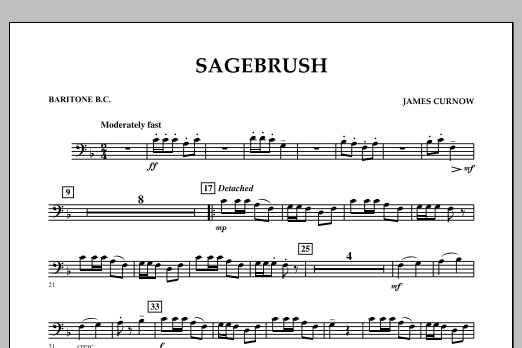 James Curnow Sagebrush - Baritone B.C. Sheet Music Notes & Chords for Concert Band - Download or Print PDF