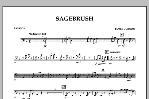 James Curnow Sagebrush - Bassoon Sheet Music Notes & Chords for Concert Band - Download or Print PDF