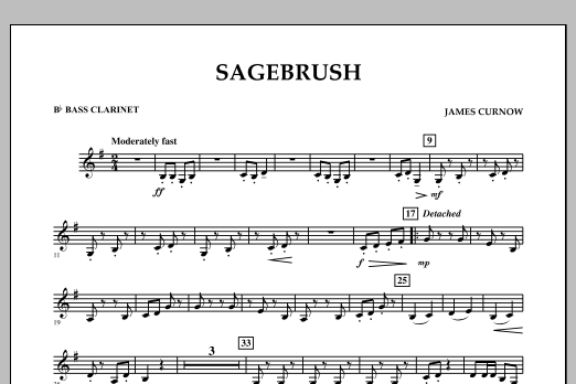 James Curnow Sagebrush - Bb Bass Clarinet Sheet Music Notes & Chords for Concert Band - Download or Print PDF