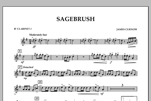 James Curnow Sagebrush - Bb Clarinet 1 Sheet Music Notes & Chords for Concert Band - Download or Print PDF