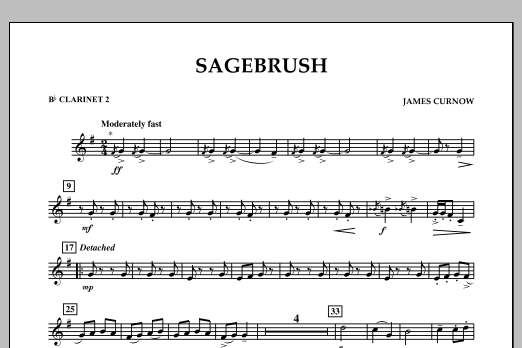 James Curnow Sagebrush - Bb Clarinet 2 Sheet Music Notes & Chords for Concert Band - Download or Print PDF
