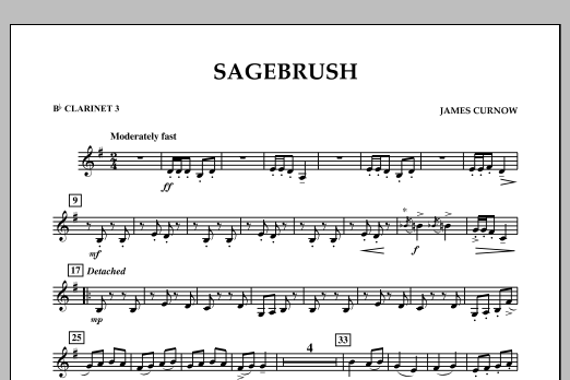 James Curnow Sagebrush - Bb Clarinet 3 Sheet Music Notes & Chords for Concert Band - Download or Print PDF