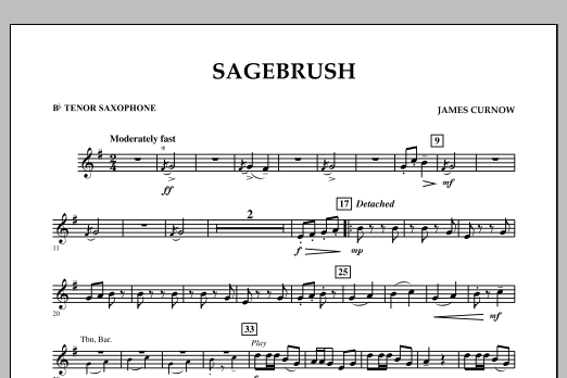 James Curnow Sagebrush - Bb Tenor Saxophone Sheet Music Notes & Chords for Concert Band - Download or Print PDF