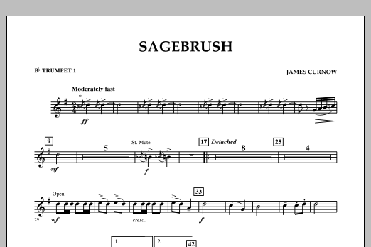James Curnow Sagebrush - Bb Trumpet 1 Sheet Music Notes & Chords for Concert Band - Download or Print PDF