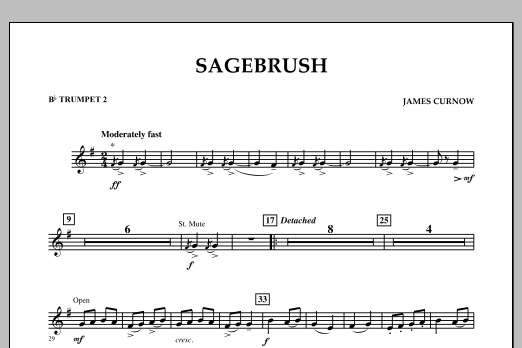 James Curnow Sagebrush - Bb Trumpet 2 Sheet Music Notes & Chords for Concert Band - Download or Print PDF