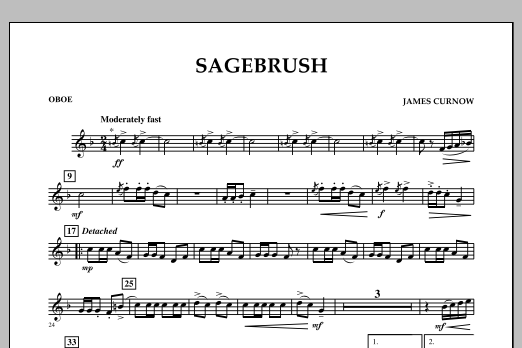 James Curnow Sagebrush - Oboe Sheet Music Notes & Chords for Concert Band - Download or Print PDF