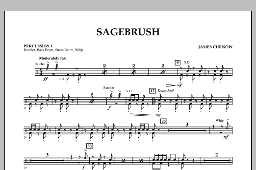 James Curnow Sagebrush - Percussion 1 Sheet Music Notes & Chords for Concert Band - Download or Print PDF
