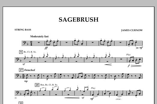 James Curnow Sagebrush - String Bass Sheet Music Notes & Chords for Concert Band - Download or Print PDF