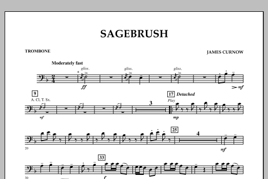 James Curnow Sagebrush - Trombone Sheet Music Notes & Chords for Concert Band - Download or Print PDF