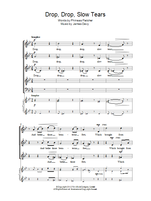 James Davy Drop, Drop Slow Tears Sheet Music Notes & Chords for SATB - Download or Print PDF