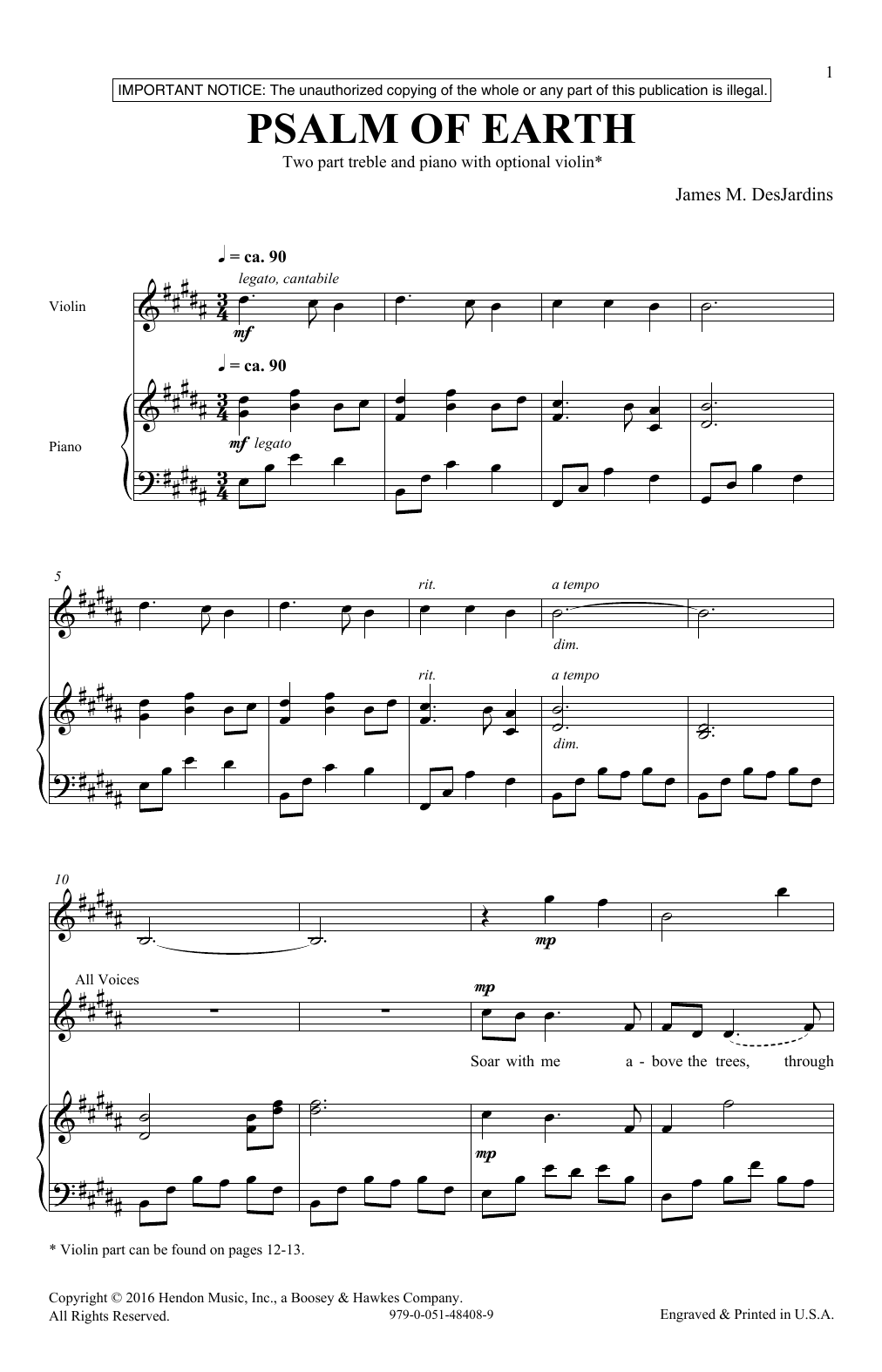 James DesJardins Psalm Of Earth Sheet Music Notes & Chords for 2-Part Choir - Download or Print PDF