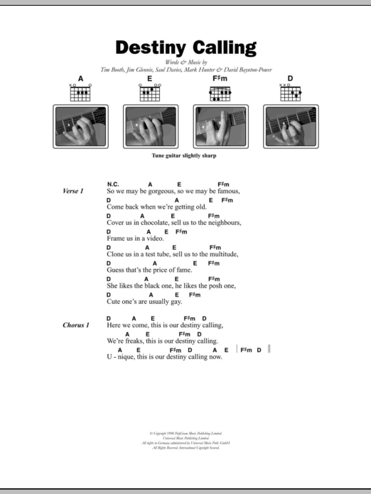 James Destiny Calling Sheet Music Notes & Chords for Lyrics & Chords - Download or Print PDF