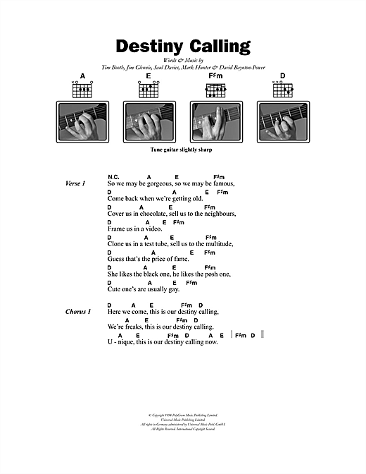 James Destiny Calling Sheet Music Notes & Chords for Lyrics & Chords - Download or Print PDF