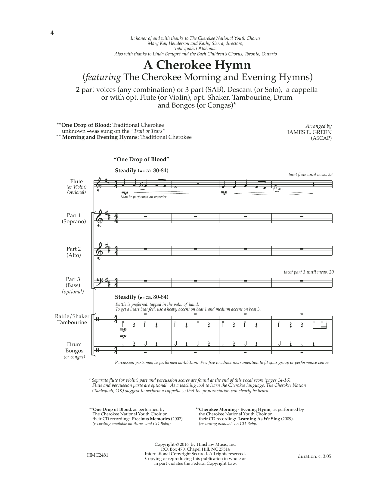 James E. Green A Cherokee Hymn Sheet Music Notes & Chords for SAB Choir - Download or Print PDF