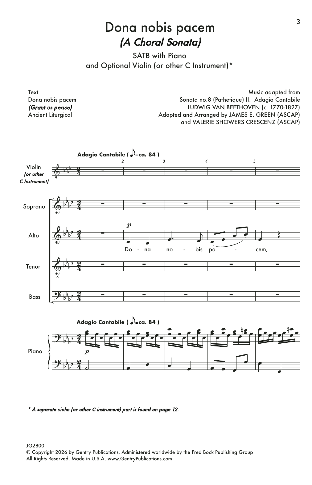 James E. Green and Valerie Showers Crescenz Dona Nobis Pacem Sheet Music Notes & Chords for SATB Choir - Download or Print PDF