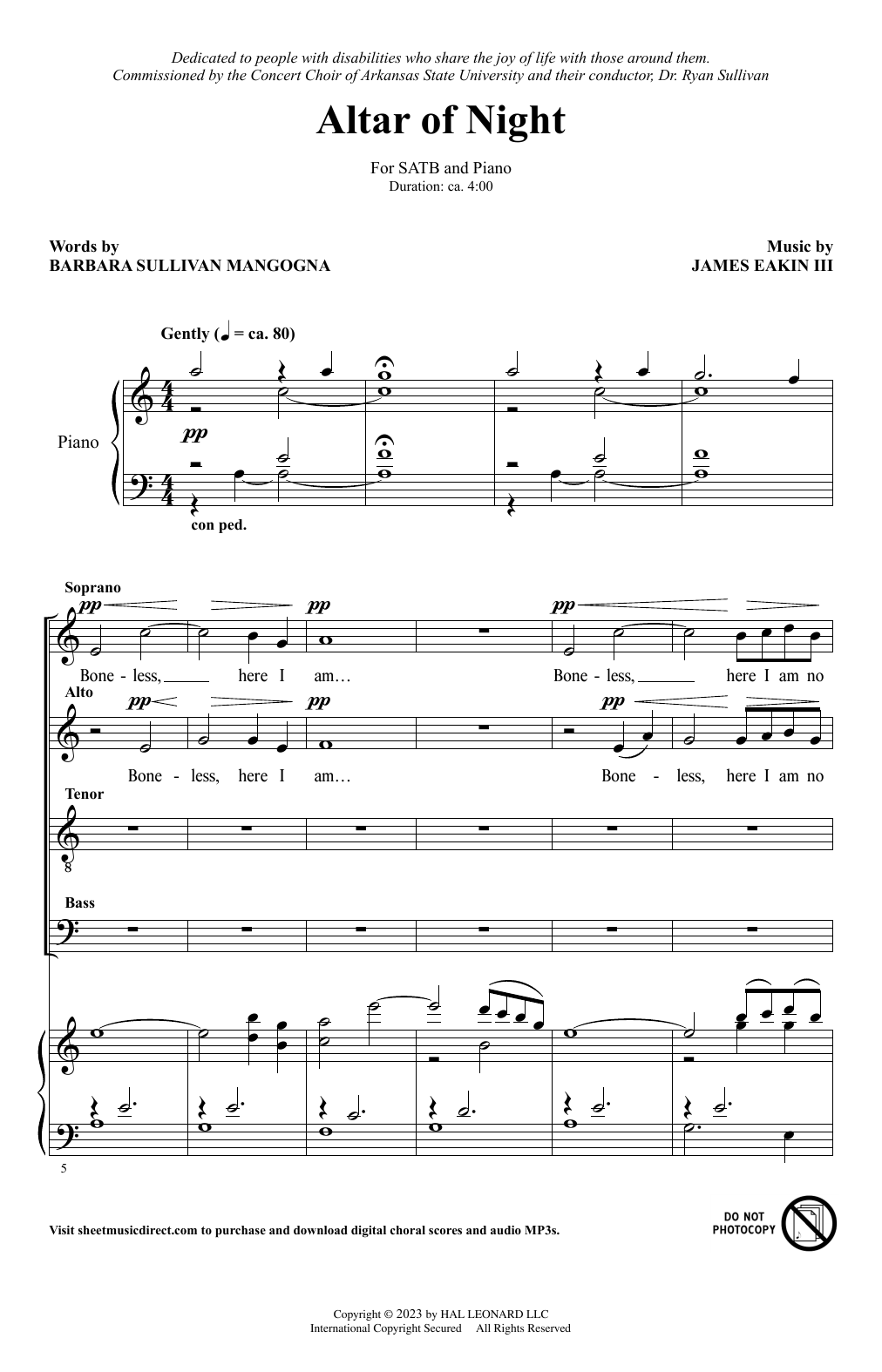 James Eakin III Altar Of Night Sheet Music Notes & Chords for SATB Choir - Download or Print PDF