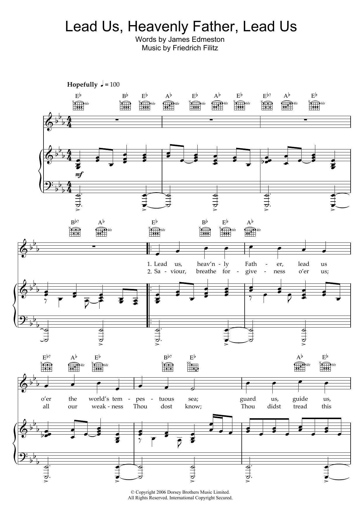 James Edmeston Lead Us Heavenly Father, Lead Us Sheet Music Notes & Chords for Piano, Vocal & Guitar (Right-Hand Melody) - Download or Print PDF