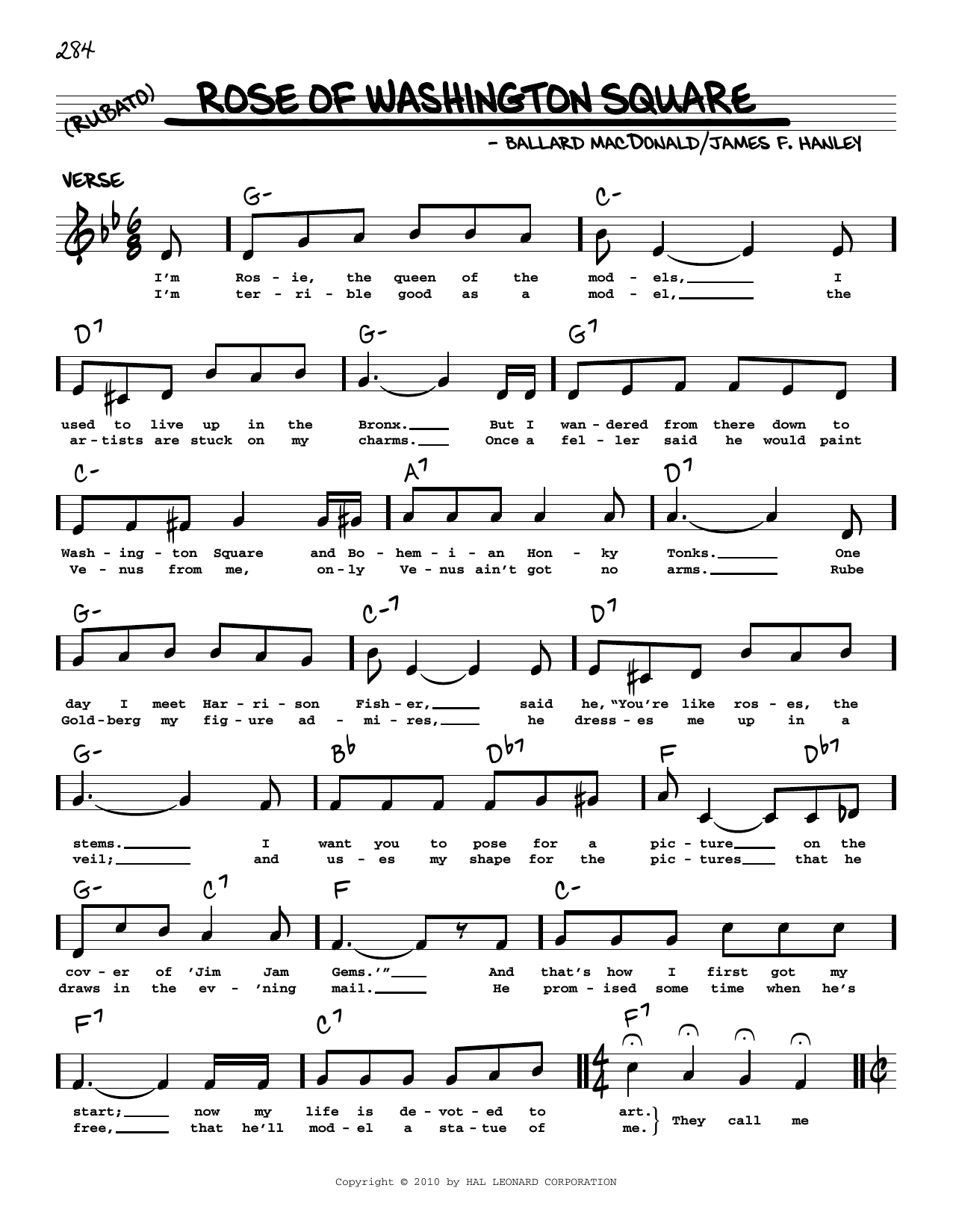 James F. Hanley Rose Of Washington Square (arr. Robert Rawlins) Sheet Music Notes & Chords for Real Book – Melody, Lyrics & Chords - Download or Print PDF