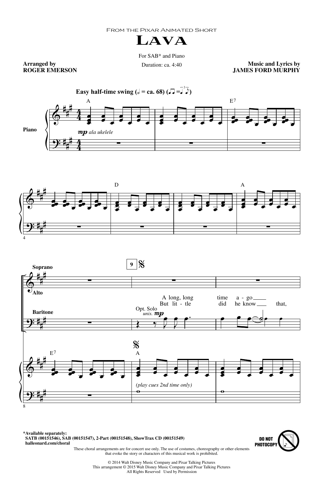Roger Emerson Lava Sheet Music Notes & Chords for SAB - Download or Print PDF