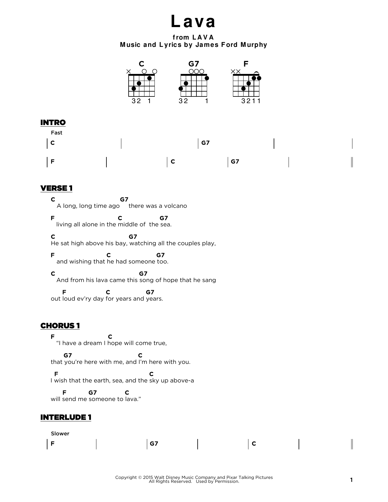 James Ford Murphy Lava Sheet Music Notes & Chords for Really Easy Guitar - Download or Print PDF