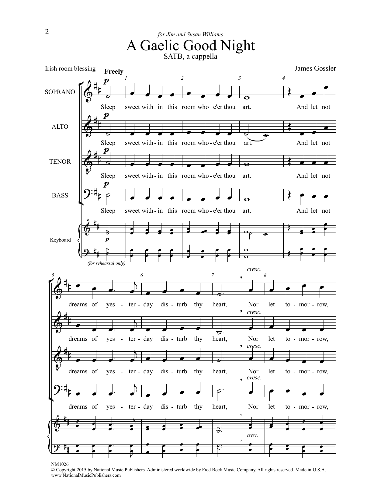 James Gossler A Gaelic Good Night Sheet Music Notes & Chords for SATB Choir - Download or Print PDF