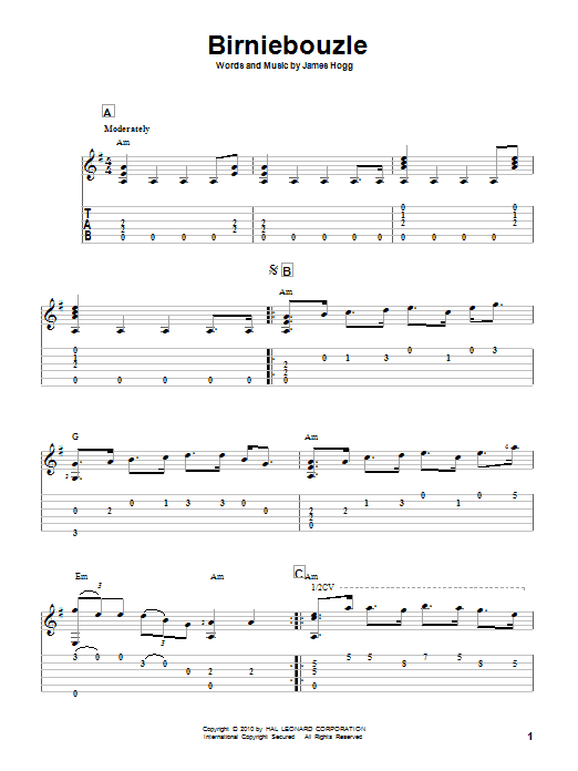 James Hogg Birniebouzle Sheet Music Notes & Chords for Guitar Tab - Download or Print PDF