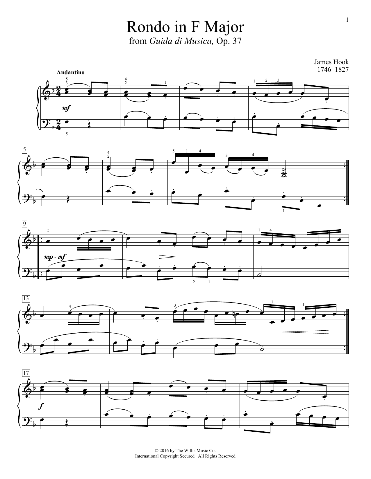 James Hook Rondo In F Major Sheet Music Notes & Chords for Educational Piano - Download or Print PDF James Hook Rondo In F Major Sheet Music Notes & Chords for Educational Piano - Download or Print PDF