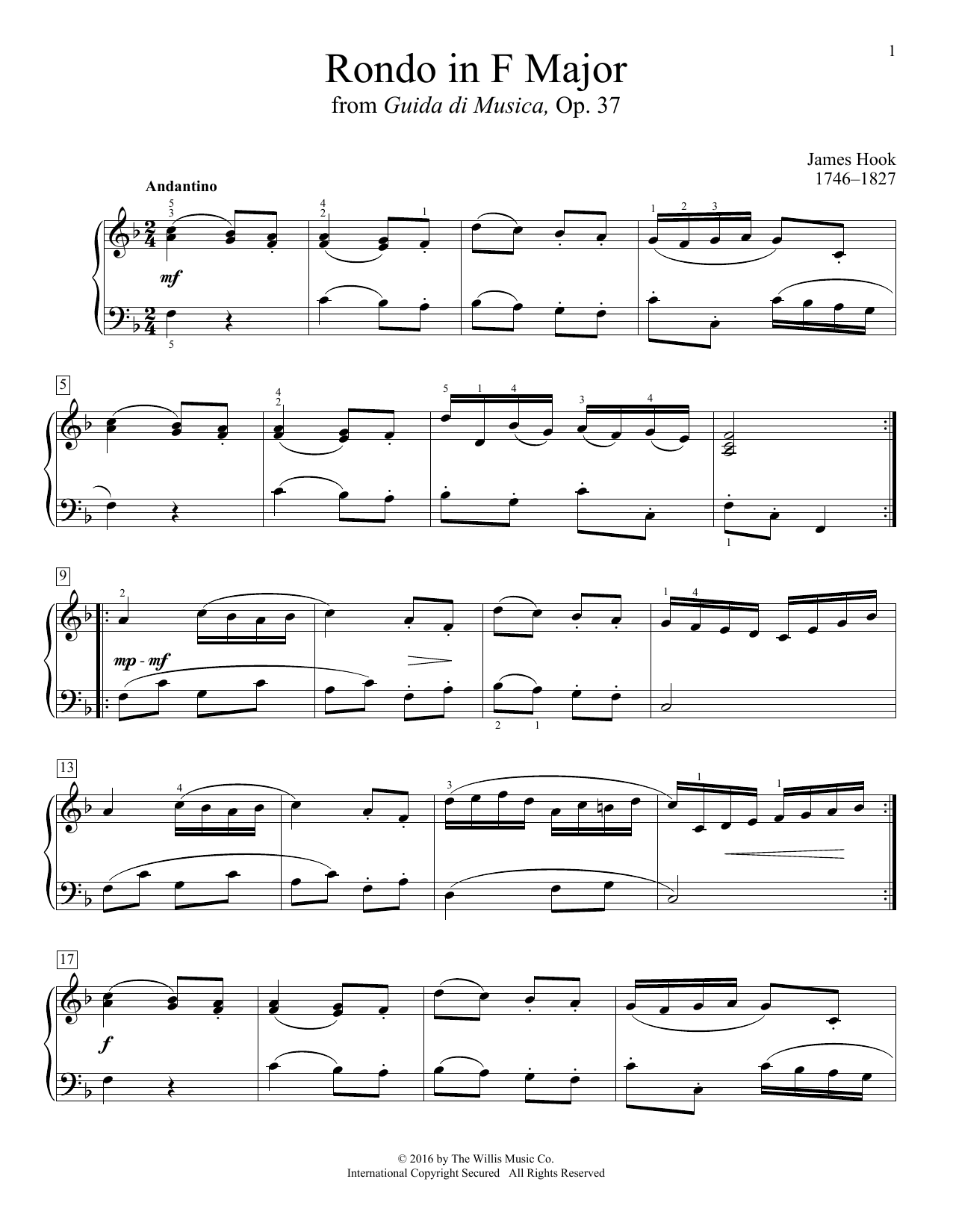 James Hook Rondo In F Major Sheet Music Notes & Chords for Educational Piano - Download or Print PDF