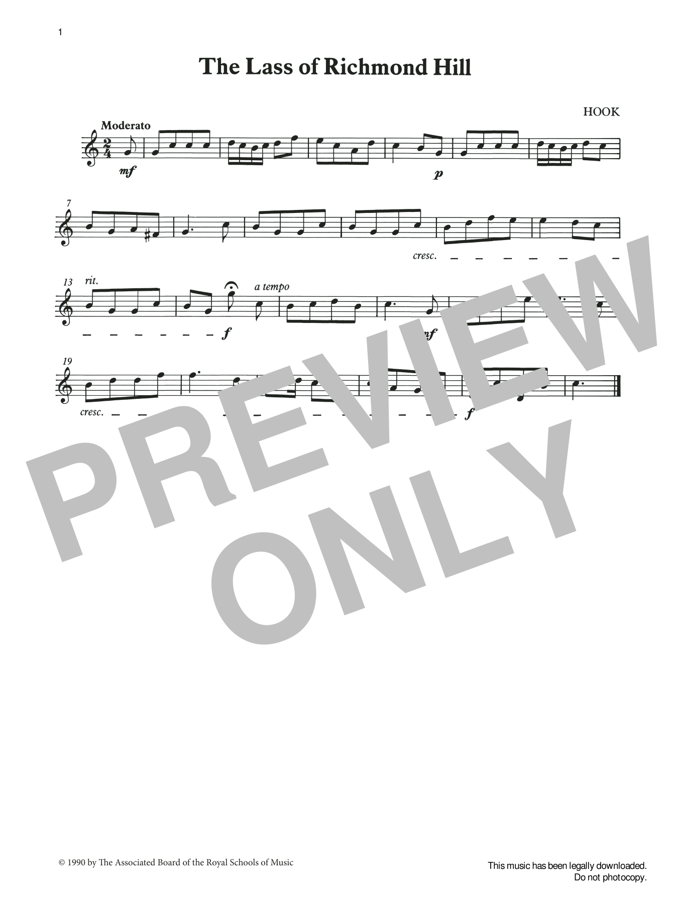 James Hook The Lass of Richmond Hill from Graded Music for Tuned Percussion, Book I Sheet Music Notes & Chords for Percussion Solo - Download or Print PDF